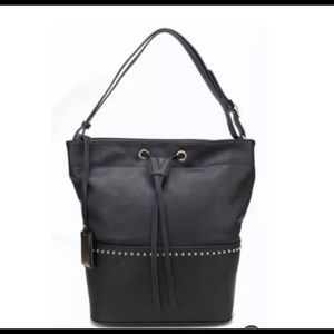 Classic Studded Drawstring Bucket Shoulder Lg Bag
